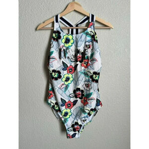US Polo Association Women's One-Piece Swimsuit Size XL Floral Colorful Athletic
